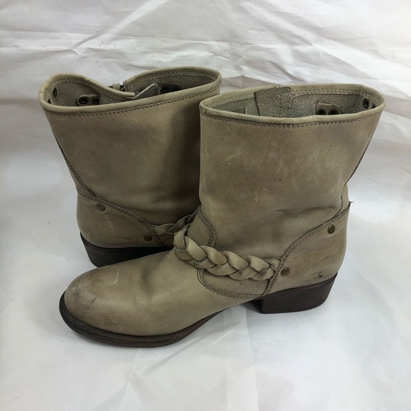 Report Bernsen moto booties boots beige leather 8 - Picture 5 of 10